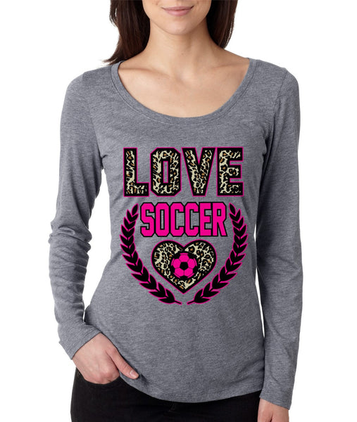 Love SoccerLeopard Womens Long Sleeve Shirt - ALLNTRENDSHOP - 2