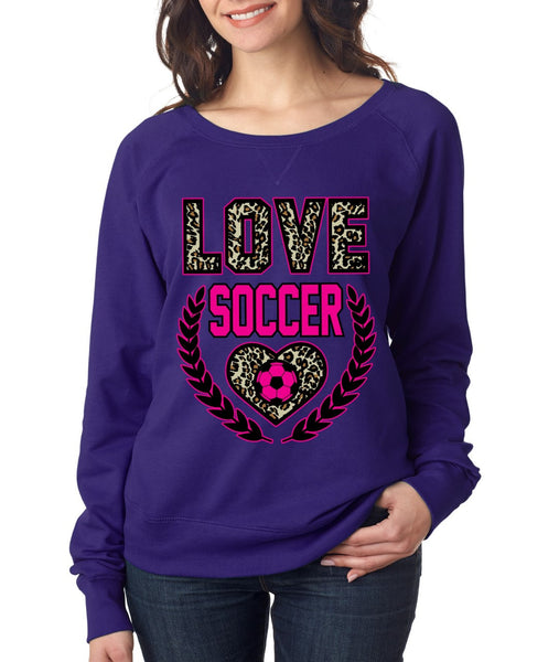 Love Soccer Leopard Womens long sleeve Pullover - ALLNTRENDSHOP - 1