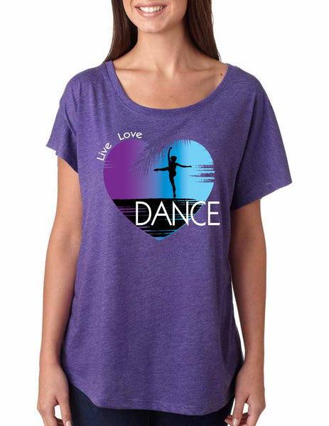 Women's Dolman Dance Art Purple Print Love Cute Top Nice Gift - ALLNTRENDSHOP - 3