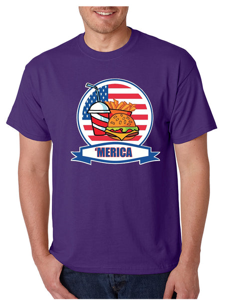 Men's T Shirt Fast Food 'merica Love America USA Top