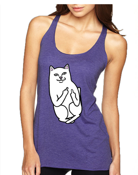 Women's Tank Top Middle Finger Cat Humor Graphic Top