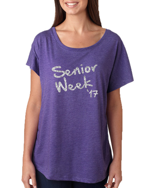 Women's Dolman Senior Week 17 Glitter Silver Class Of 2017