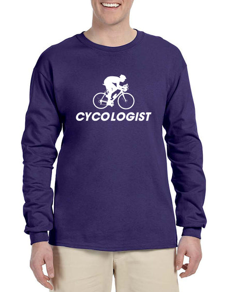 Men's Long Sleeve Cycologist Cool Cycling Funny Sport Tee