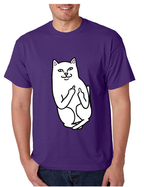 Men's T Shirt Middle Finger Cat Funny Humor Tshirt