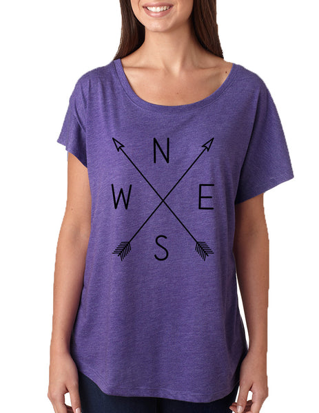 Women's Dolman Shirt Compass Arrow Cool NWSE Crossed Shirt - ALLNTRENDSHOP - 4
