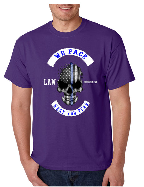 Men's T Shirt We Face What You Fear Amrican Flag Skull