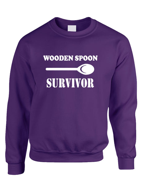Adult Sweatshirt Wooden Spoon Survivor Humor Text Funny Top