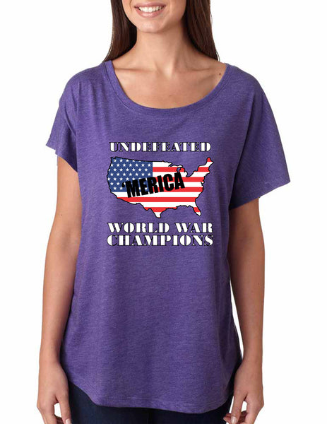 Women's Dolman Shirt Undefeated World War Champions USA