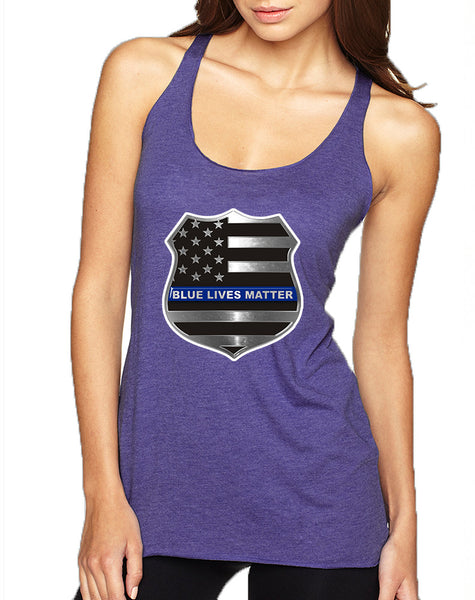 Women's Tank Top Blue Lives Matter American Flag Shirt