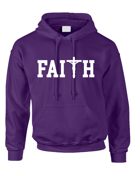 Adult Hoodie Faith Cross Print Believe Christian Top