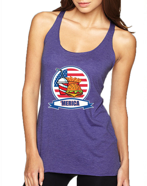 Women's Tank Top Fast Food 'merica Love USA 4th Of July Top