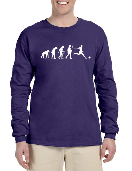 Men's Long Sleeve Soccer Evolution Funny Sport Shirt