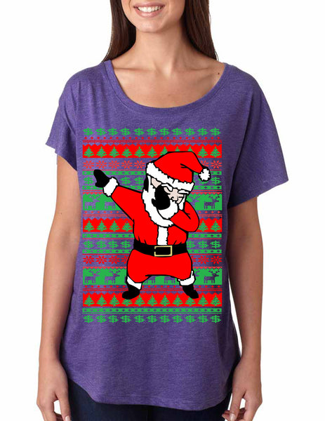 Women's Dolman Shirt Dabbing Santa Ugly Christmas Cool Top - ALLNTRENDSHOP - 4