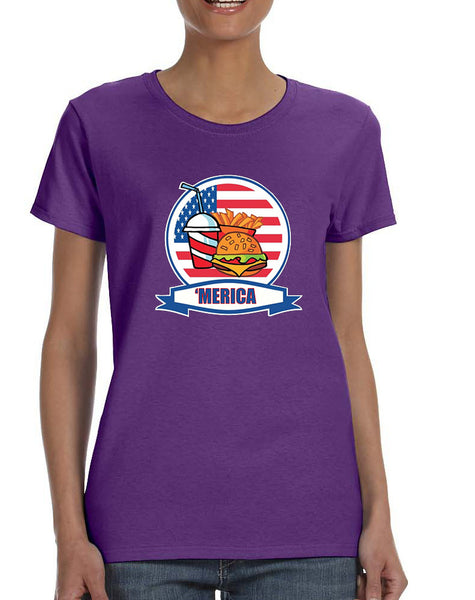 Women's T Shirt Fast Food 'merica Love USA 4th Of July