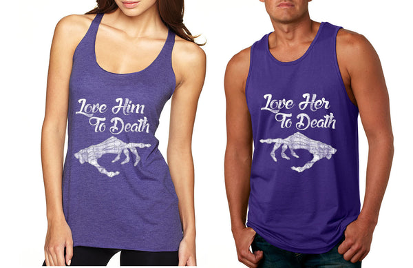 Love her Love him to death Couple Tanktops Valentines day - ALLNTRENDSHOP - 2