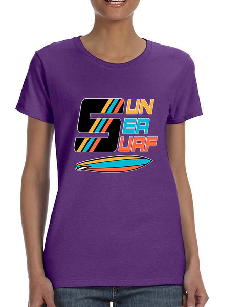 Women's T Shirt Sun Sea Surf Lover Summer Tee Beachwear