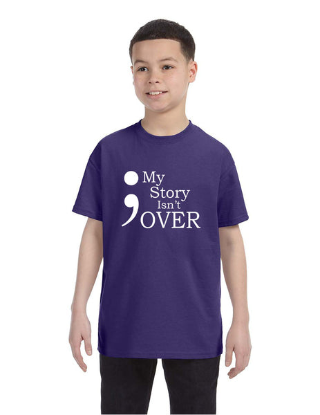 Kids Youth T Shirt My Story Isn't Over Semicolon Tshirt