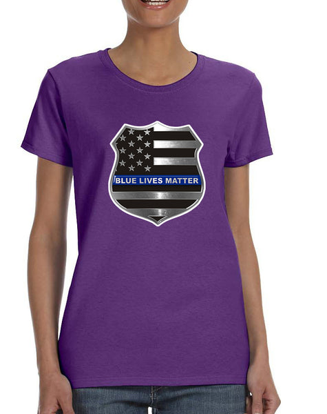 Women's T Shirt Blue Lives Matter American Flag Tee