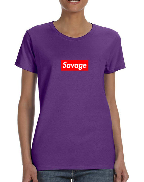 Women's T Shirt Savage Red Box Trendy Cool Tee Shirt