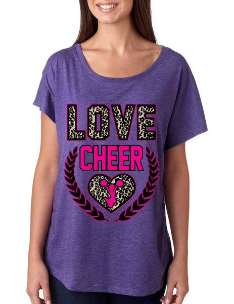 Love Cheer Leopard Womens Tri-Blend Dolman shirt - ALLNTRENDSHOP - 2