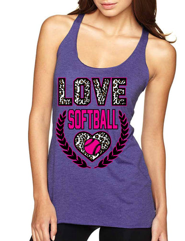 Love Softball Leopard Womens Triblend Tanktop - ALLNTRENDSHOP - 1