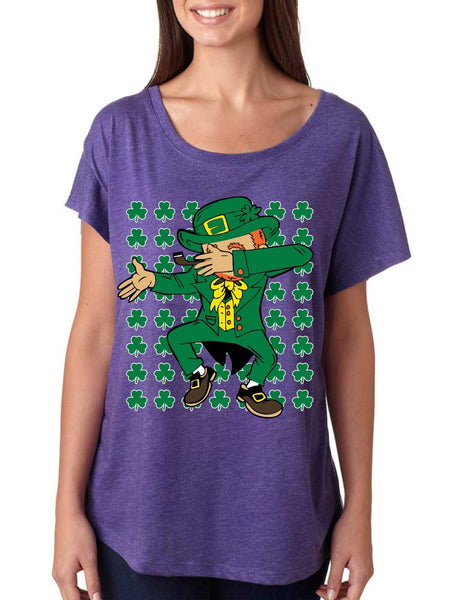 Dabbing Irish Leprechaun St patrick triblend dolman shirt - ALLNTRENDSHOP
