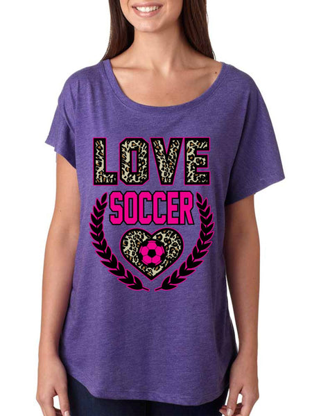 Love Soccer Leopard Womens Tri-Blend Dolman shirt - ALLNTRENDSHOP - 2