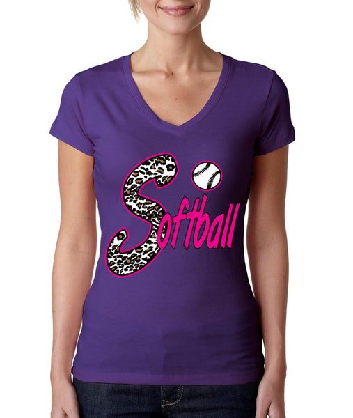 Softball White Leopard cheetah women's sporty V - ALLNTRENDSHOP - 2