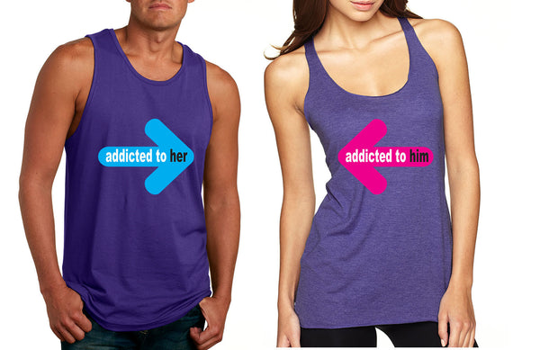 Addicted to her Addicted to him Valentine day tanktop Couple - ALLNTRENDSHOP