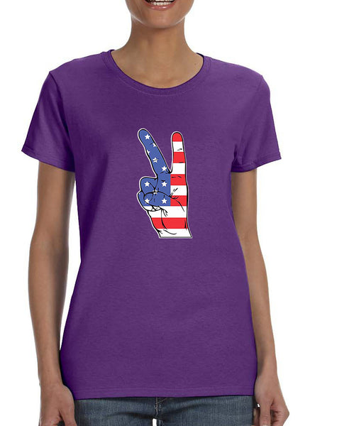 Women's T Shirt American Flag Hand 4th Of July Graphic Tee