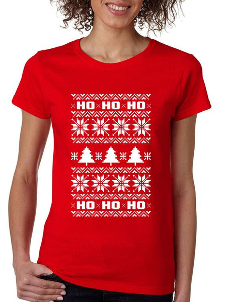 HO HO HO Women's T-shirt ugly Christmas sweater - ALLNTRENDSHOP