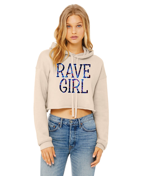Women's Cropped Fleece Hoodie Rave Girl Party Lover Cool Trendy Gift