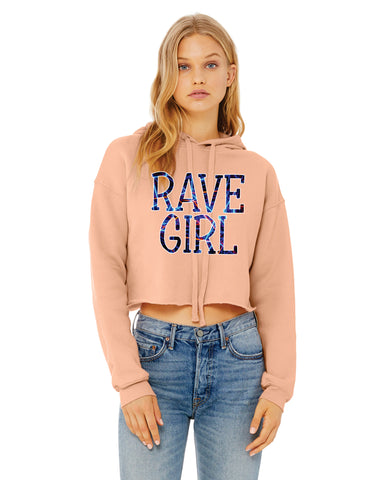 Women's Cropped Fleece Hoodie Rave Girl Party Lover Cool Trendy Gift