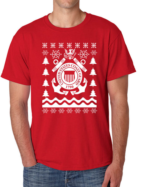 Men's T Shirt Coast Guard Ugly Christmas USCG Holiday Top Xmas Gift