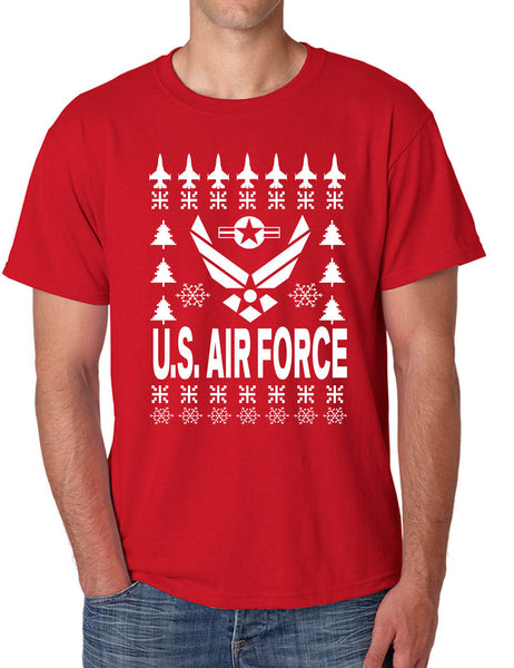 Men's T Shirt Air Force Ugly Christmas Top Holiday Gift Xmas Party