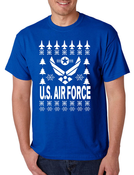 Men's T Shirt Air Force Ugly Christmas Top Holiday Gift Xmas Party