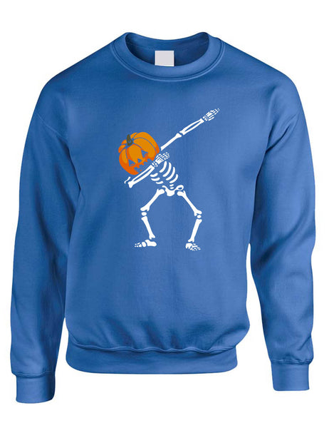 Adult Sweatshirt Dabbing Pumpkin Cool Dab Scary Halloween Skeleton
