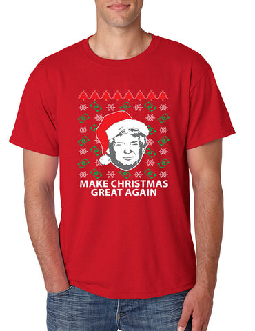 Men's T Shirt Trump Christmas Great Again Money Snow Ugly Xmas - ALLNTRENDSHOP - 1