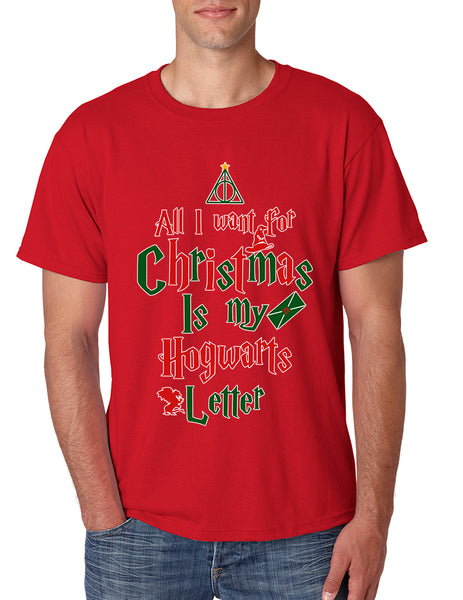 Men's T Shirt All I Want For Xmas Is Hogwarts Letter Holiday Gift