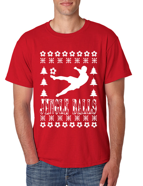 Men's T Shirt Jingle Balls Soccer Ugly Xmas Sport Lover Gift Idea