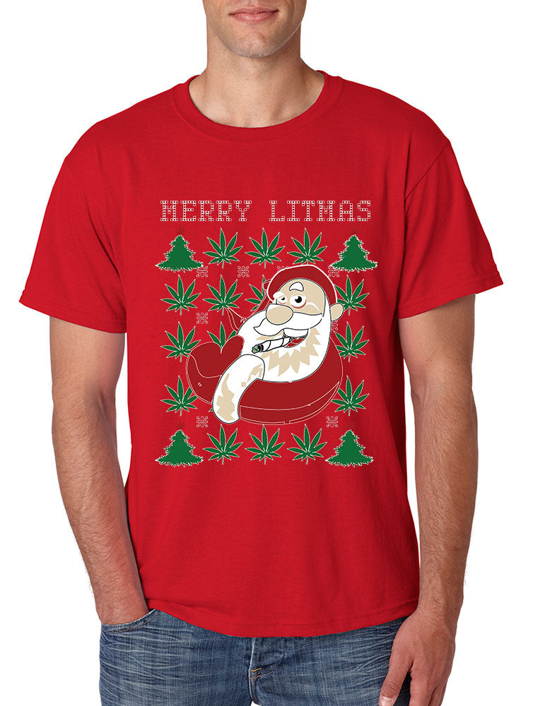 Men's T Shirt Santa Litmas Merry Christmas Ugly Sweater Gift