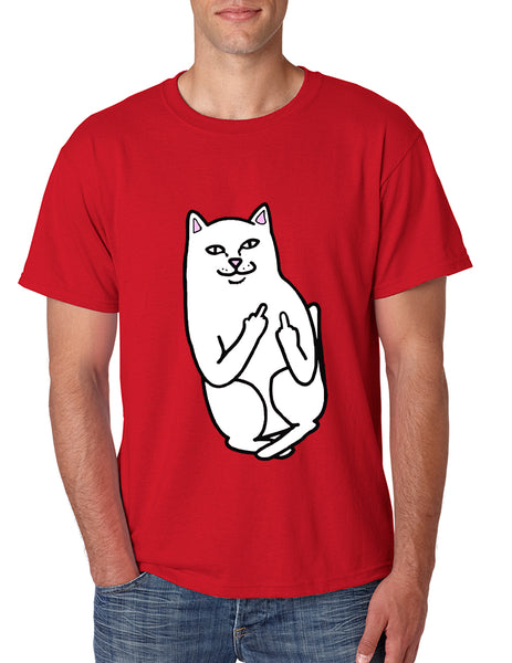Men's T Shirt Middle Finger Cat Funny Humor Tshirt
