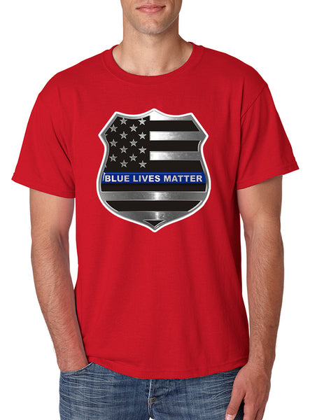 Men's T Shirt Blue Lives Matter American Flag Shirt
