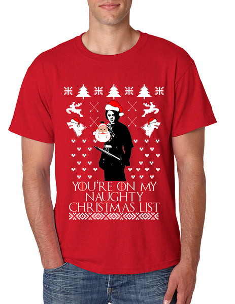 Men's T Shirt My Naughty Xmas List Arya Stark Ugly Christmas Tee