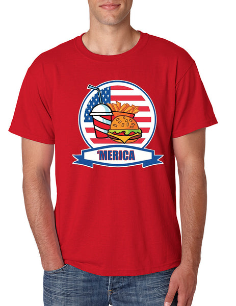 Men's T Shirt Fast Food 'merica Love America USA Top