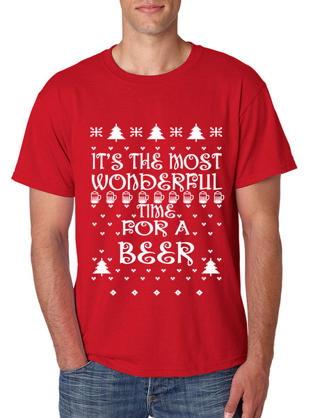 Men's T Shirt It's Most Wonderful Time for Beer Ugly Sweater Xmas - ALLNTRENDSHOP - 1