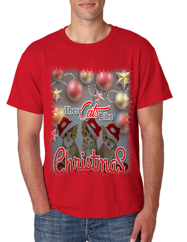 Men's T Shirt These Cats Like Christmas Cute Gift Cat Lover Shirt
