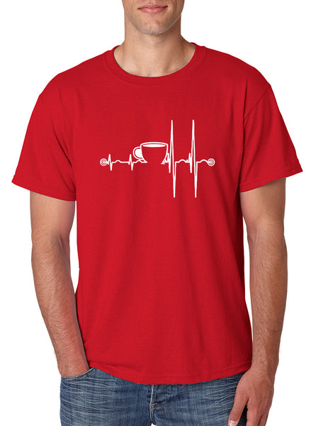 Men's T Shirt Coffee Heartbeat Coffee Lovers Funny Shirt