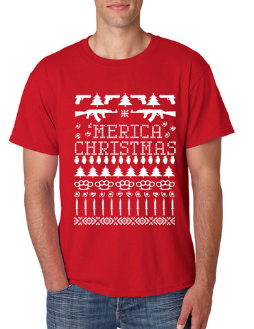 Men's T Shirt 'merica Ugly Christmas Sweater Love USA America - ALLNTRENDSHOP - 1