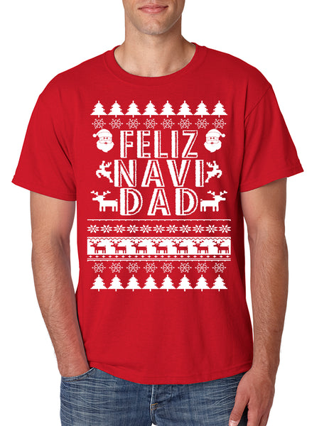 Men's T Shirt Feliz Navidad Ugly Xmas Holiday Gift Cute TShirt